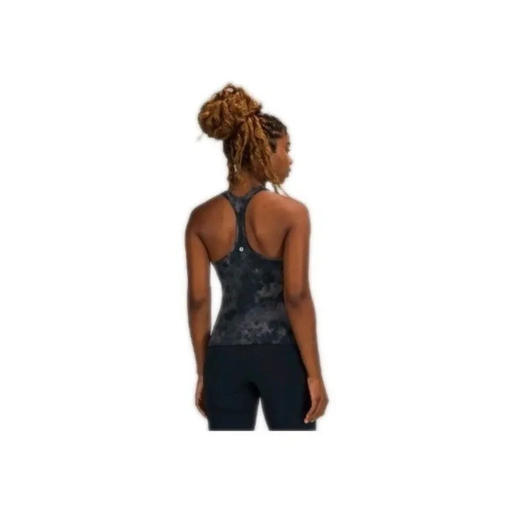 Lululemon Womens Sz 8 Cool Racerback Tank Top Short Length Diamond Dye Navy Blue